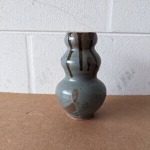 Studio Pottery Stoneware Gourd Stacked Bubble Vase Signed Dennis